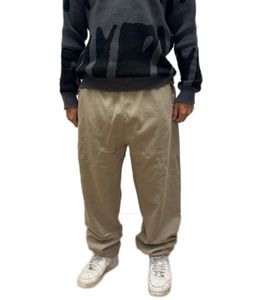 Sporty & Rich Unisex Jogginghose mit Serifenlogo Trainingshose Oversized Sweatpants Beige/Weiß
