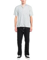 Anderson Kurzarm Herren Hemd mit Logo Schriftzug Sommerhemd aus Baumwolle Regular Fit weiß/schwarz