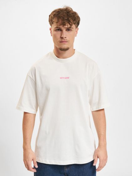 Sixth June Loose Fit Love Summer Print T-Shirts cream white