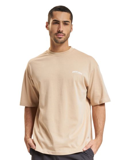 Sixth June Loose Fit Be Human Print T-Shirts beige