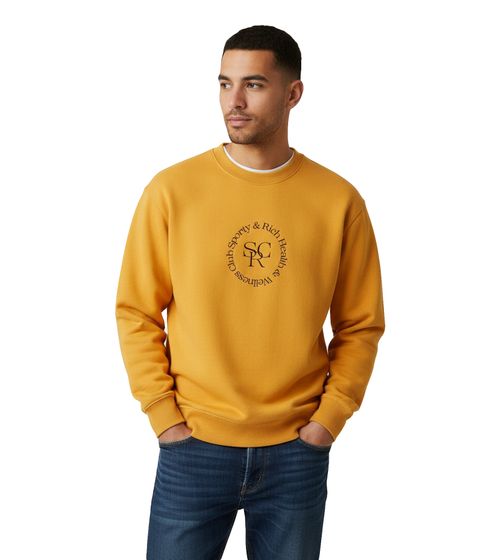 Felpa girocollo da uomo Sporty & Rich Srhwc, moderno maglione in cotone, arancione