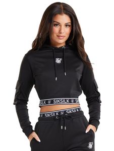 Sik Silk Cargo Cropped Hoodie schwarz