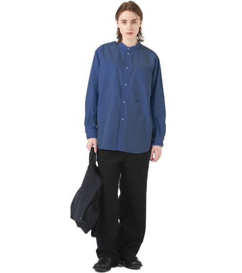 Cortavientos nanamica con cuello alto y botones para hombre, azul