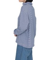 nanamica Women's Striped Long-Sleeve Turtleneck Sweater, Autumn Pullover SUHF163, Blue/White