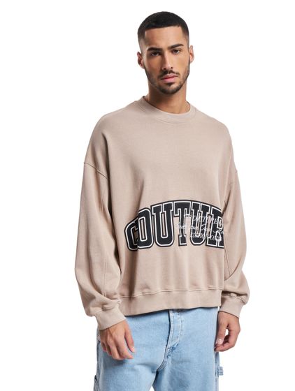 The Couture Club  Sweatshirt mit Rundhalsausschnitt und Puff-Print in Beige