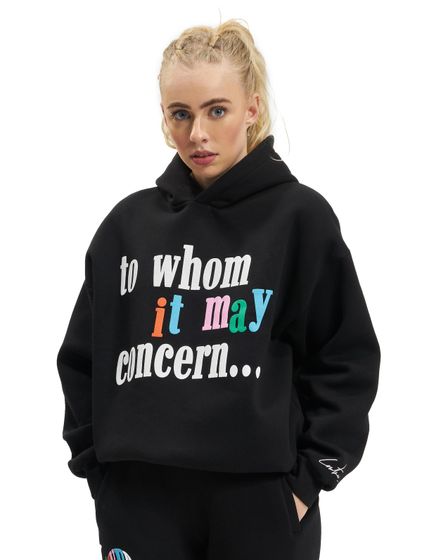 The Couture Club  Kapuzenpullover mit Herz-Slogan und Puff-Print in Schwarz
