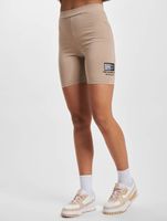 The Couture Club cycling shorts with graphic label and detail in beige