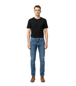 Jeans da uomo di alta qualità Jeanerica Tapered Anti-Fit Denim con design classico a 5 tasche, blu