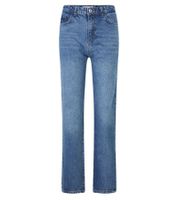 UNEFFECTED Women's Destroyed Straight Fit Jeans, Mid Blue Cotton UNEFFECTED Women's Destroyed Straight Fit Jeans, Mid Blue Cotton