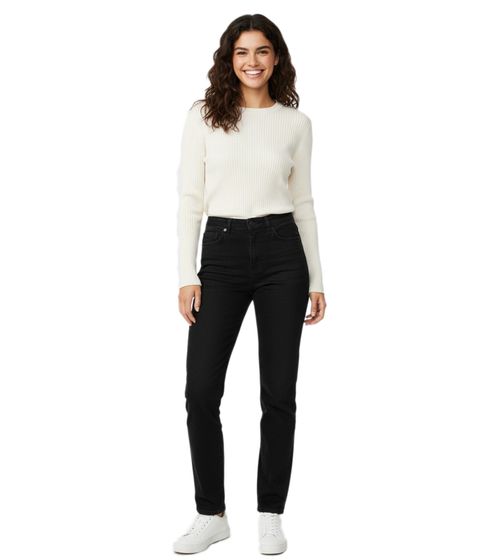 UNEFFECTED Damen Premium Destroyed Straight Fit Jeans Baumwolle schwarz