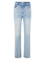 UNEFFECTED Women's Destroyed Denim Straight Fit Jeans, Ice Blue Cotton UNEFFECTED Women's Destroyed Denim Straight Fit Jeans, Ice Blue Cotton