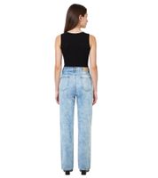 UNEFFECTED Women's Destroyed Denim Straight Fit Jeans, Ice Blue Cotton UNEFFECTED Women's Destroyed Denim Straight Fit Jeans, Ice Blue Cotton