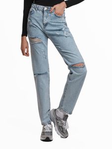 UNEFFECTED Destroyed straight fit jeans ice blue