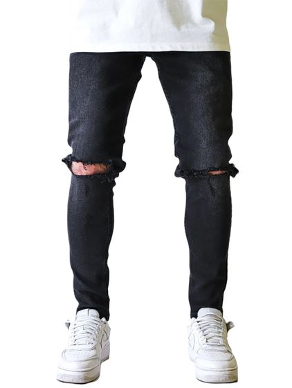 UNEFFECTED Premium Ripped Slim Fit Jeans schwarz