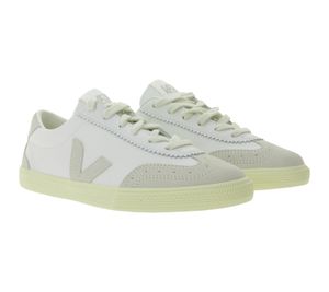 VEJA Volley Men's and Women's Sneakers with Natural Rubber Outsole, Genuine Leather Shoes, White/Gray