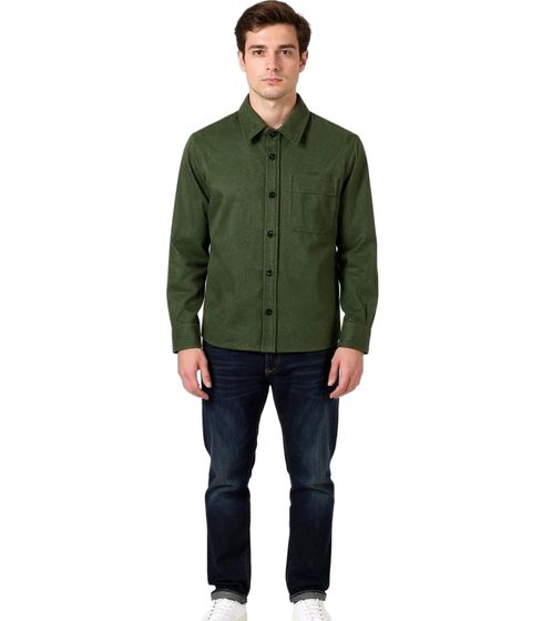A.P.C Basile Men's Overshirt with Chest Pocket, Khaki-Chin Shirt