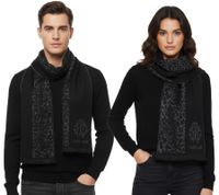 Sciarpa classica Roberto Cavalli da uomo e da donna, in pura lana, WOV06590003-01198, nero/grigio