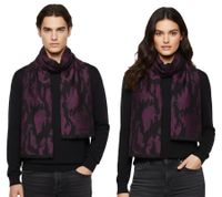 Elegante sciarpa Roberto Cavalli da uomo e da donna, in pura lana, WOV06600003-02374, nero/rosso