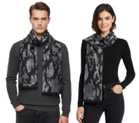 Elegant Roberto Cavalli scarf for men and women, pure wool, WOV06600004-01198, black/grey