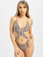 Missguided leopard print swimsuit with extreme cut-outs in brown