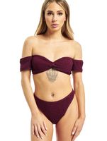 Missguided Crinkle Milkmaid Bikini Bottom in Red