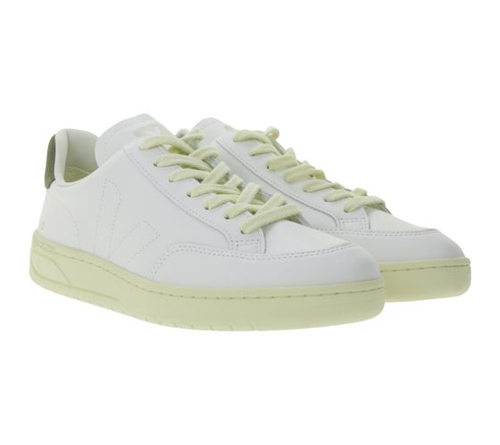 VEJA V-12 Stitch, Sneakers basse da uomo con suola antiscivolo, in vera pelle, bianche