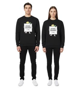 Felpa girocollo unisex di design Opening Ceremony con stampa del logo accattivante, nera