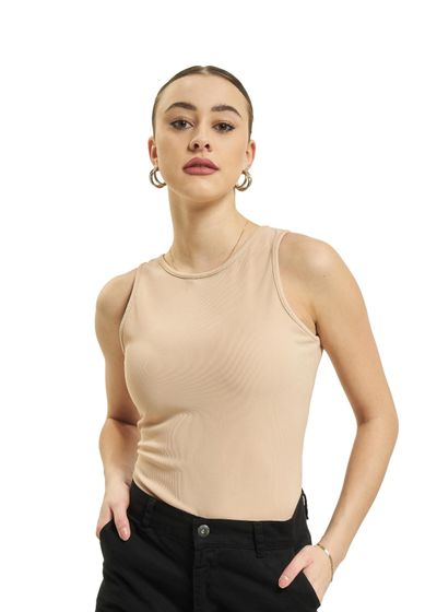 Missguided Petite Gerippter Racerback-Body in Beige