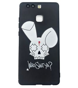 Qui t'a tiré dessus ? Coque Huawei P9 noire avec logo lapin