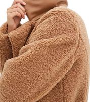 nachhaltiger Damen Mantel lange Teddyfell-Jacke Alltags-Mantel kuscheliger Basic-Mantel 947834 Braun