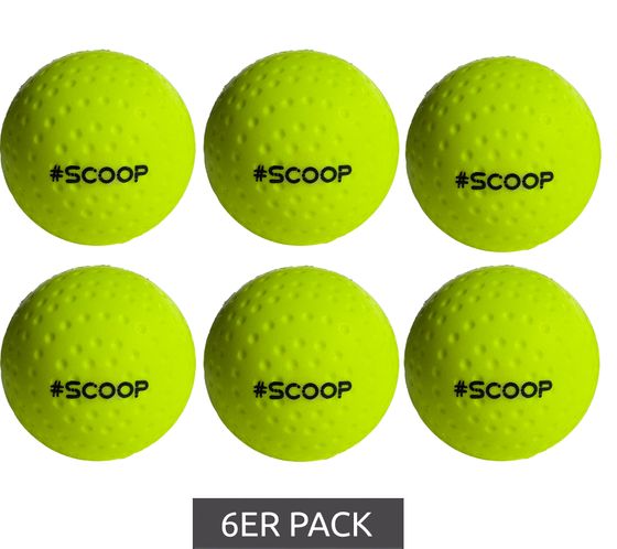 Set of 6 SCOOP X-Treme Hockey Street Balls with Dimple Design, Sports Equipment, NI266446, Neon Yellow