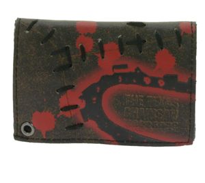 Cartera de piel THE TEXAS GAINSAW MASSAGRE con motivo moteado rojo, cierres metálicos a presión y cadena. Estilo gótico vibrante. LW104782TCM Negro/Rojo Cartera de piel THE TEXAS GAINSAW MASSAGRE con motivo moteado rojo, cierres metálicos a presión y cadena. Estilo gótico vibrante. LW104782TCM Negro/Rojo