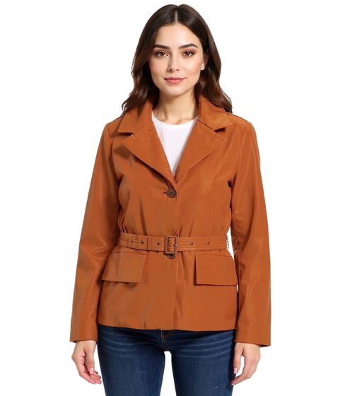 Giacca da donna sostenibile: Giacca blazer imbottita con cintura, giacca casual 944007 Marrone