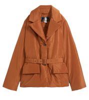 Sustainable Women's Jacket: Padded Blazer Jacket with Belt, Casual Jacket 944007 Brown Sustainable Women's Jacket: Padded Blazer Jacket with Belt, Casual Jacket 944007 Brown