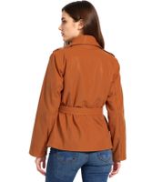 Sustainable Women's Jacket: Padded Blazer Jacket with Belt, Casual Jacket 944007 Brown Sustainable Women's Jacket: Padded Blazer Jacket with Belt, Casual Jacket 944007 Brown