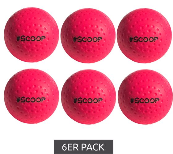 Set of 6 SCOOP X-Treme Hockey Street Balls with Dimple Design, Hockey Ball Sports Equipment, NL266443 Pink