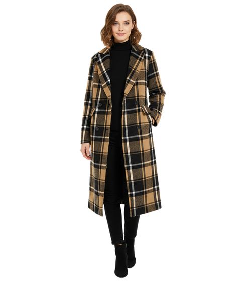 Sustainable Women's Blazer Coat Checked Wool-Look Frock Coat 932220 Black/Brown
