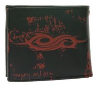 SLIPKNOT leather wallet with a striking red motif and storage box. Metal snap fasteners and chain. Rocky gothic style. LW111132SLP Black/Red