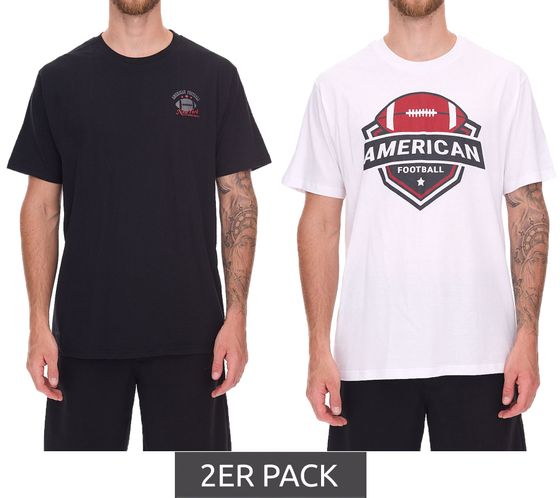 2-Pack U.S. SPORT AMERICA Men's Basic Cotton T-Shirt, Crew Neck, Short Sleeve, Black/White
