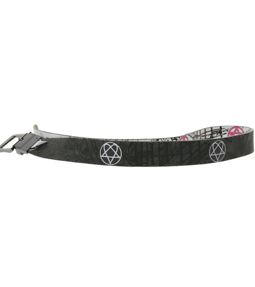 HIM Gürtel der Rockband für Damen oder Herren Einheitsgröße 100cm stylischer Freizeit-Gürtel BT110925HIM4 Schwarz/Grau