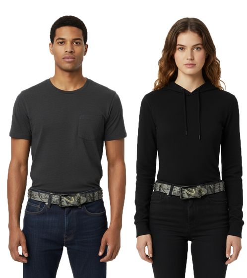 Cintura con cinturino in metallo Lamb of God per uomo o donna, taglia unica, cintura casual regolabile 95 cm, BT106477LOG3 Grigio/Nero