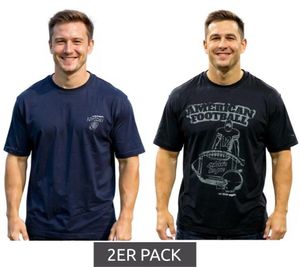 2-Pack U.S. SPORT AMERICA Men's Basic Cotton T-Shirt, Crew Neck, Short Sleeve, Blue/Black