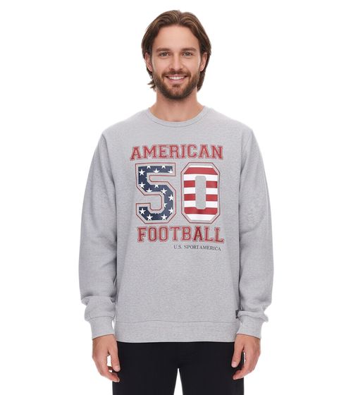 Maglione da uomo U.S. SPORT AMERICA con scritta grande, maglia a maniche lunghe in cotone, pullover estivo, camicia casual, grigio