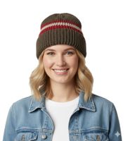 Bonnet d'hiver élégant au crochet, bonnet doux en tricot à rayures, bonnet en coton 7313GUY vert olive/rouge/blanc Bonnet d'hiver élégant au crochet, bonnet doux en tricot à rayures, bonnet en coton 7313GUY vert olive/rouge/blanc