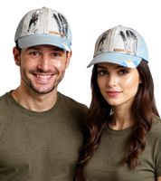 Cappellino da baseball unisex WORLDCUP LEGENDS con design argentino. Cappellino in cotone con stampa Diego Maradona. Visiera curva con effetto rovinato. TC123029WCL Blu/Bianco