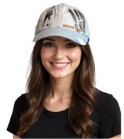 Cappellino da baseball unisex WORLDCUP LEGENDS con design argentino. Cappellino in cotone con stampa Diego Maradona. Visiera curva con effetto rovinato. TC123029WCL Blu/Bianco