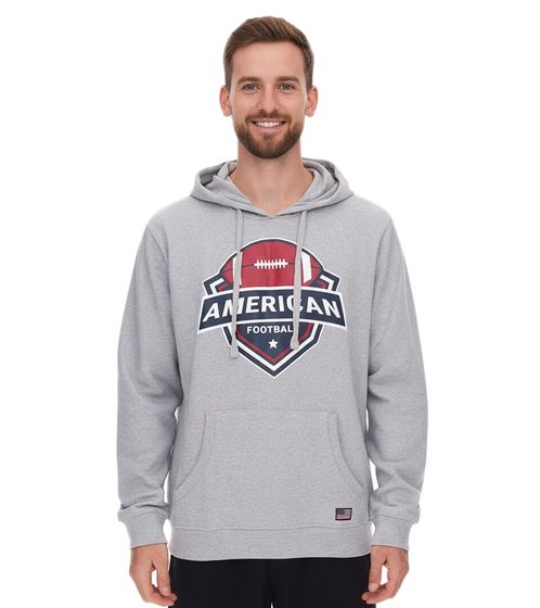 Felpa con cappuccio da uomo U.S. SPORT AMERICA con grande scritta, felpa in cotone, pullover estivo, felpa casual, grigia