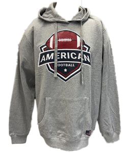 U.S. SPORT AMERICA Herren Hoodie mit Kapuze und großem Schriftzug Baumwoll-Hoodie Sommer-Pullover Freizeit-Hoodie Grau