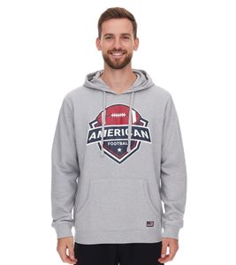 U.S. SPORT AMERICA Men's Hoodie with Large Lettering, Cotton Hoodie, Summer Pullover, Casual Hoodie, Gray