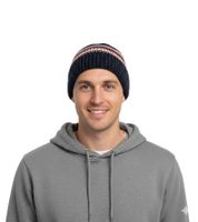 Stylish crocheted winter hat, soft knitted hat with stripes, cotton hat 7314GUY navy/white/red Stylish crocheted winter hat, soft knitted hat with stripes, cotton hat 7314GUY navy/white/red
